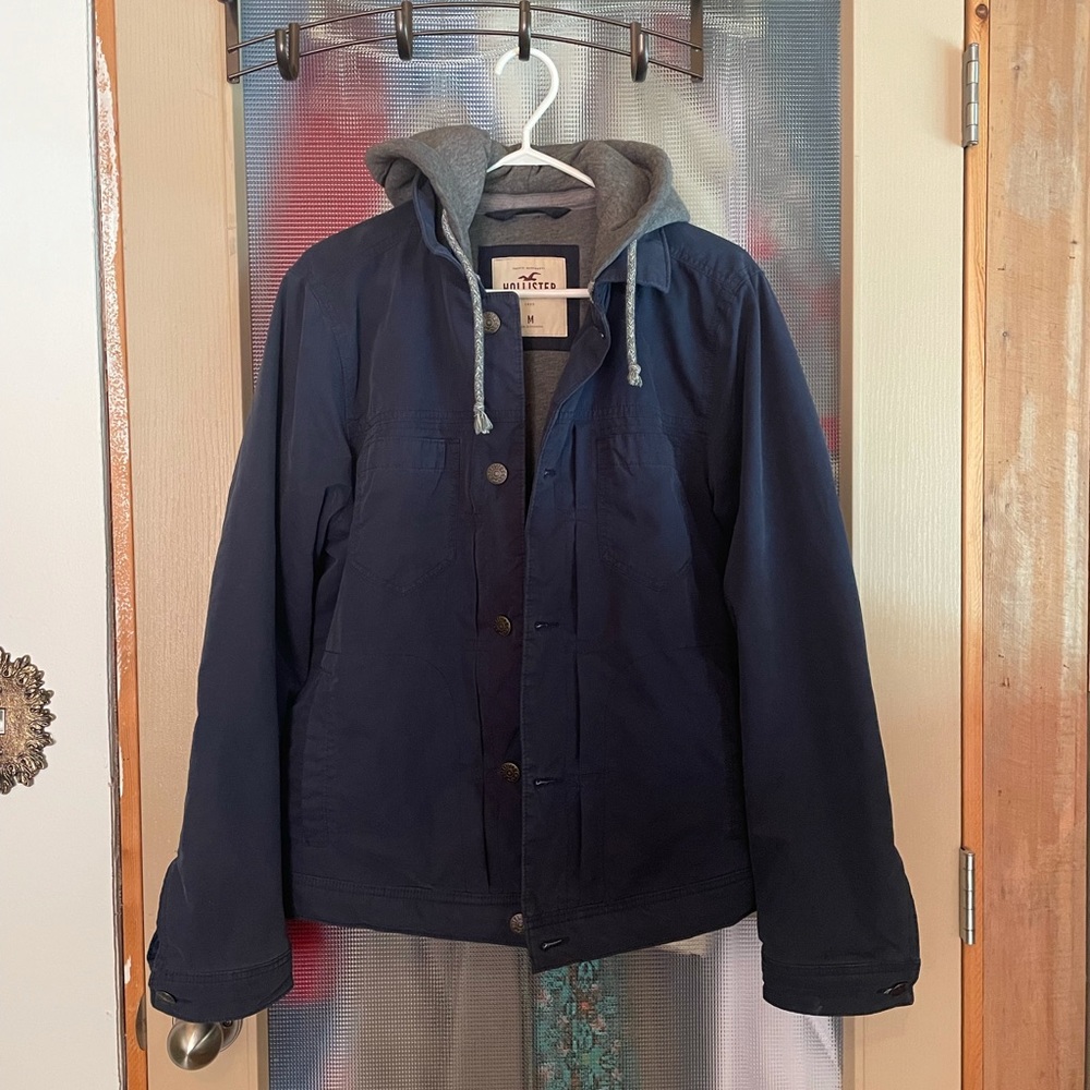 Blue hooded Hollister jacket